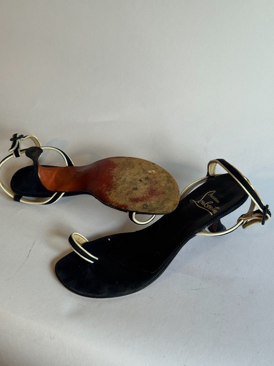 Christian Louboutin Shoes - Christian Louboutin Vintage Slingback Heels Navy White Women's 38